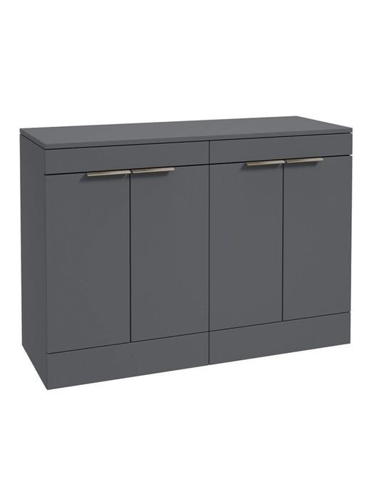 Sonas Stockholm Floorstanding 120Cm Four Door Countertop Vanity Unit | Matt Midnight Grey | Brushed Nickel Handle | UF1665