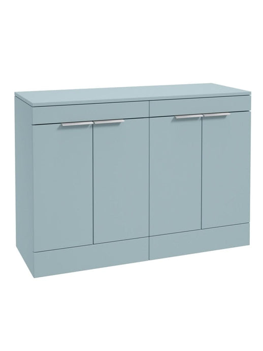 Sonas Stockholm Floorstanding 120Cm Four Door Countertop Vanity Unit | Matt Morning Sky Blue | Brushed Chrome Handle | UF1355
