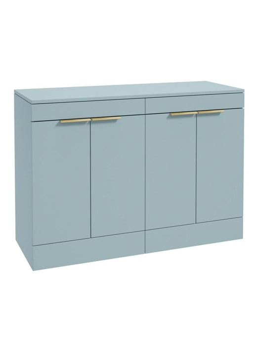 Sonas Stockholm Floorstanding 120Cm Four Door Countertop Vanity Unit | Matt Morning Sky Blue | Brushed Gold Handle | UF1357