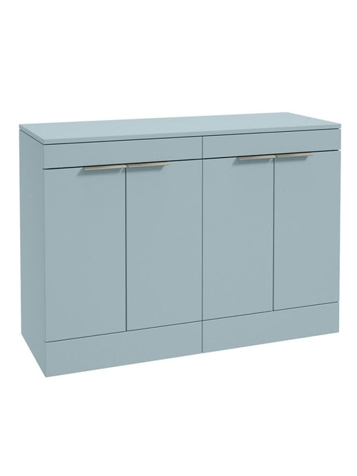 Sonas Stockholm Floorstanding 120Cm Four Door Countertop Vanity Unit | Matt Morning Sky Blue | Brushed Nickel Handle | UF1661