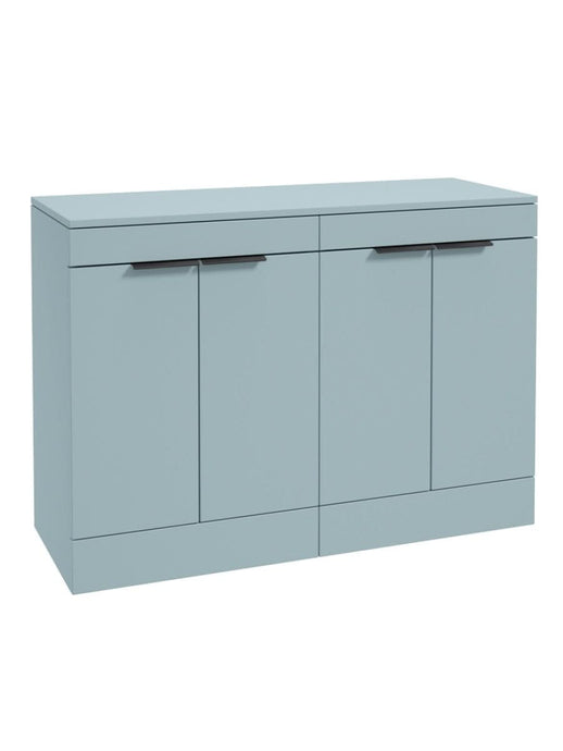 Sonas Stockholm Floorstanding 120Cm Four Door Countertop Vanity Unit | Matt Morning Sky Blue | Matt Black Handle | UF1356