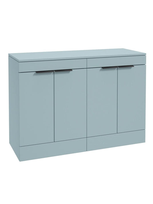 Sonas Stockholm Floorstanding 120Cm Four Door Countertop Vanity Unit | Matt Morning Sky Blue | Matt Black Handle | UF1356