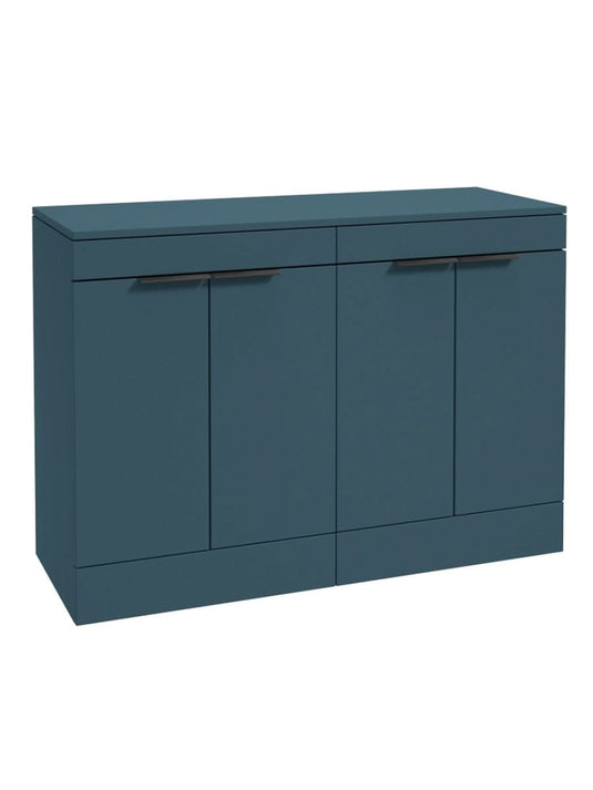 Sonas Stockholm Floorstanding 120Cm Four Door Countertop Vanity Unit | Matt Ocean Blue | Matt Black Handle | UF1359