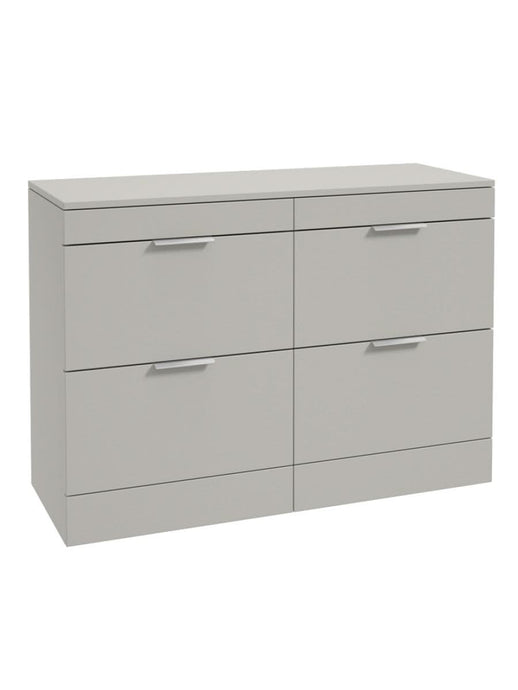 Sonas Stockholm Floorstanding 120Cm Four Drawer Countertop Vanity Unit | Matt Arctic Grey | Brushed Chrome Handle | UF1340