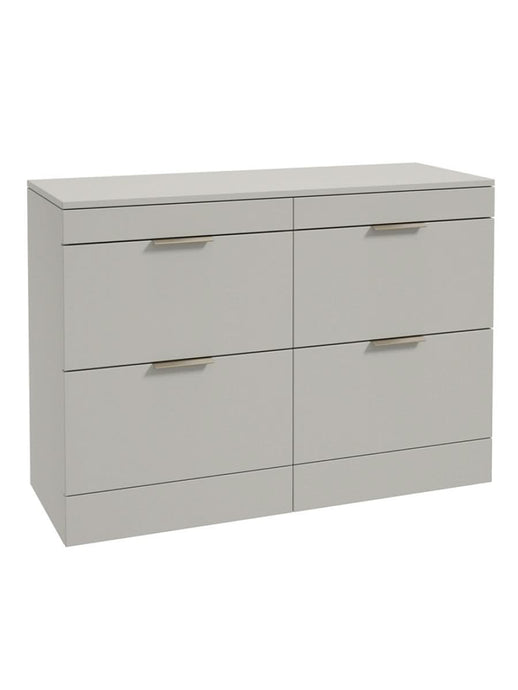 Sonas Stockholm Floorstanding 120Cm Four Drawer Countertop Vanity Unit | Matt Arctic Grey | Brushed Nickel Handle | UF1656