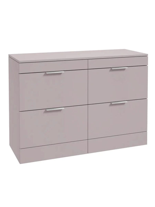 Sonas Stockholm Floorstanding 120Cm Four Drawer Countertop Vanity Unit | Matt Cashmere Pink | Brushed Chrome Handle | UF1328