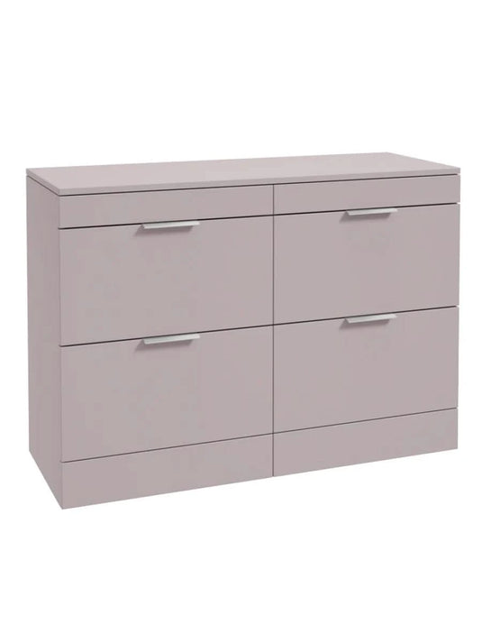 Sonas Stockholm Floorstanding 120Cm Four Drawer Countertop Vanity Unit | Matt Cashmere Pink | Brushed Chrome Handle | UF1328