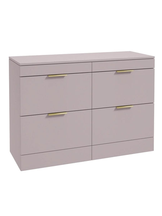 Sonas Stockholm Floorstanding 120Cm Four Drawer Countertop Vanity Unit | Matt Cashmere Pink | Brushed Gold Handle | UF1330