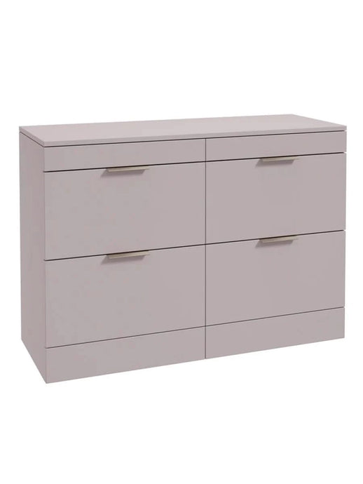 Sonas Stockholm Floorstanding 120Cm Four Drawer Countertop Vanity Unit | Matt Cashmere Pink | Brushed Nickel Handle | UF1652