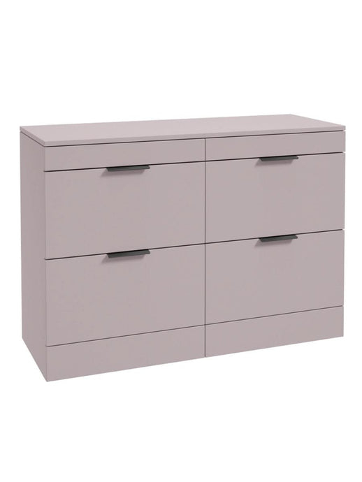 Sonas Stockholm Floorstanding 120Cm Four Drawer Countertop Vanity Unit | Matt Cashmere Pink | Matt Black Handle | UF1329