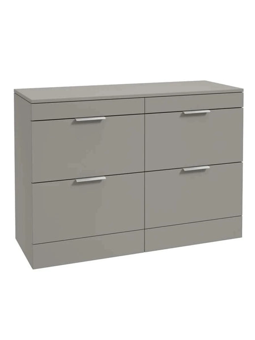 Sonas Stockholm Floorstanding 120Cm Four Drawer Countertop Vanity Unit | Matt Khaki | Brushed Chrome Handle | UF1337