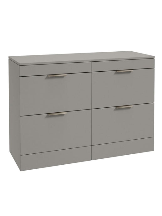 Sonas Stockholm Floorstanding 120Cm Four Drawer Countertop Vanity Unit | Matt Khaki | Brushed Nickel Handle | UF1655