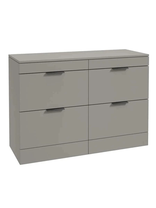 Sonas Stockholm Floorstanding 120Cm Four Drawer Countertop Vanity Unit | Matt Khaki | Matt Black Handle | UF1338