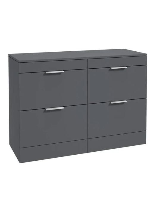 Sonas Stockholm Floorstanding 120Cm Four Drawer Countertop Vanity Unit | Matt Midnight Grey | Brushed Chrome Handle | UF1343