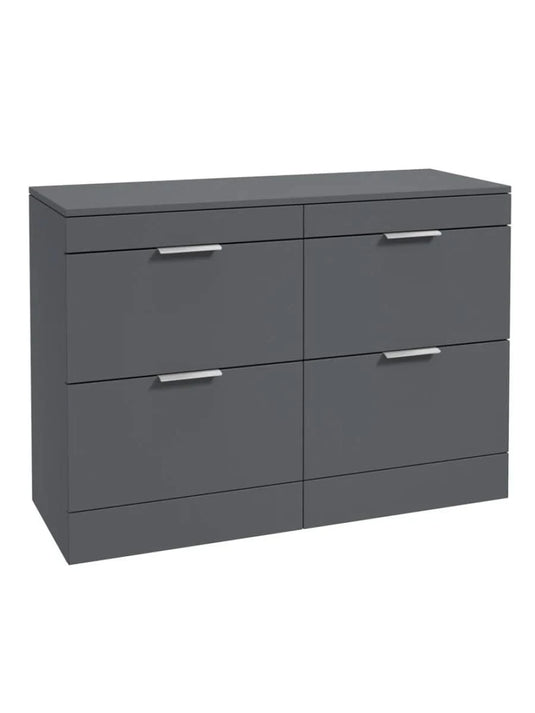 Sonas Stockholm Floorstanding 120Cm Four Drawer Countertop Vanity Unit | Matt Midnight Grey | Brushed Chrome Handle | UF1343