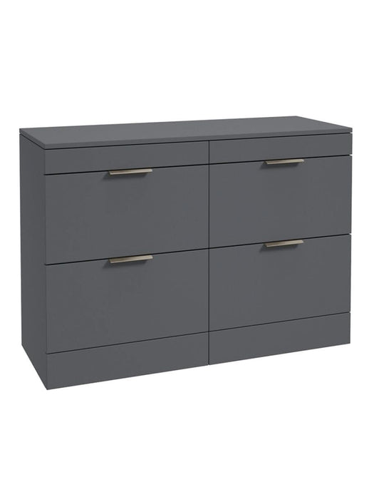 Sonas Stockholm Floorstanding 120Cm Four Drawer Countertop Vanity Unit | Matt Midnight Grey | Brushed Nickel Handle | UF1657