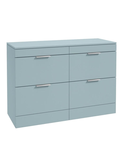 Sonas Stockholm Floorstanding 120Cm Four Drawer Countertop Vanity Unit | Matt Morning Sky Blue | Brushed Chrome Handle | UF1331