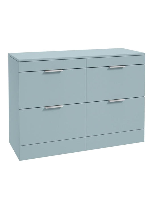 Sonas Stockholm Floorstanding 120Cm Four Drawer Countertop Vanity Unit | Matt Morning Sky Blue | Brushed Chrome Handle | UF1331