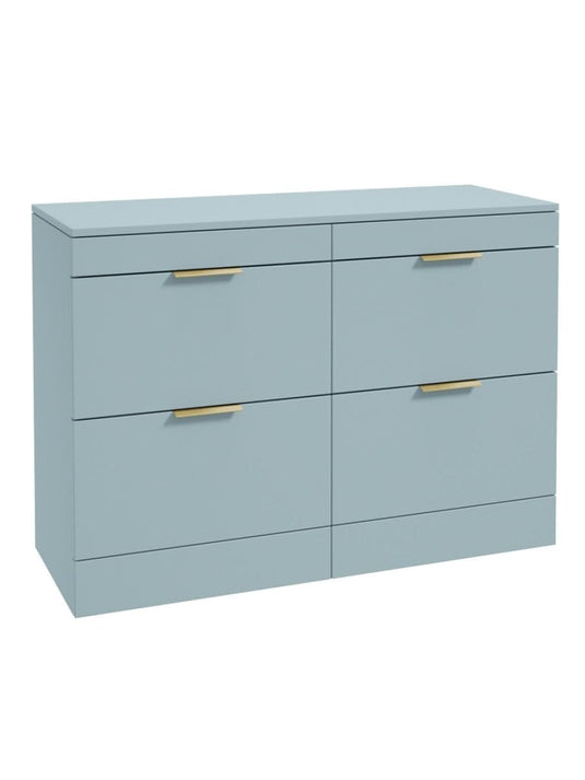 Sonas Stockholm Floorstanding 120Cm Four Drawer Countertop Vanity Unit | Matt Morning Sky Blue | Brushed Gold Handle | UF1333
