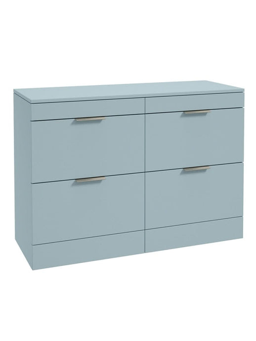 Sonas Stockholm Floorstanding 120Cm Four Drawer Countertop Vanity Unit | Matt Morning Sky Blue | Brushed Nickel Handle | UF1653