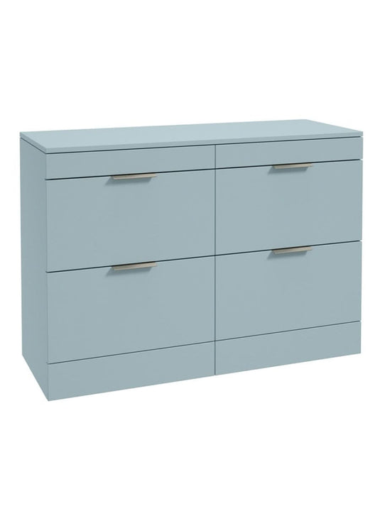 Sonas Stockholm Floorstanding 120Cm Four Drawer Countertop Vanity Unit | Matt Morning Sky Blue | Brushed Nickel Handle | UF1653