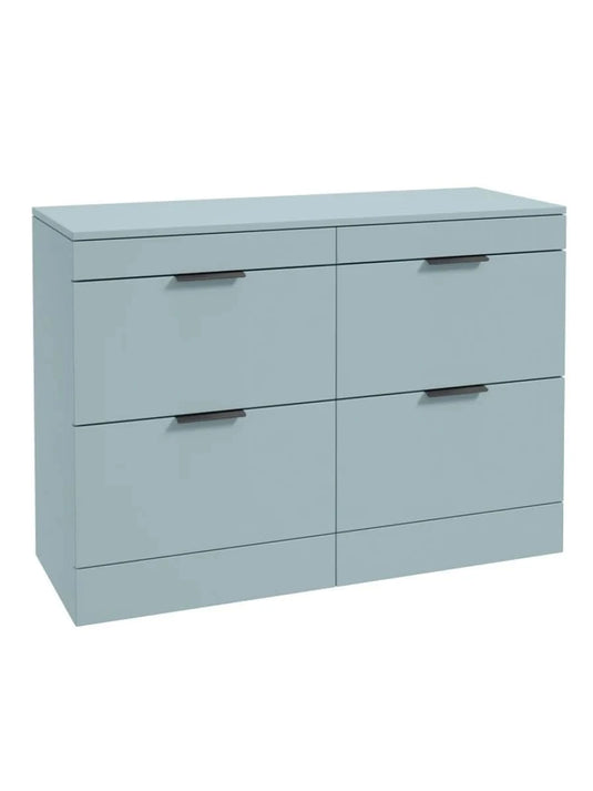Sonas Stockholm Floorstanding 120Cm Four Drawer Countertop Vanity Unit | Matt Morning Sky Blue | Matt Black Handle | UF1332