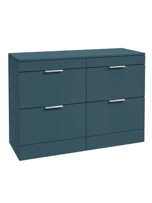 Sonas Stockholm Floorstanding 120Cm Four Drawer Countertop Vanity Unit | Matt Ocean Blue | Brushed Chrome Handle | UF1334