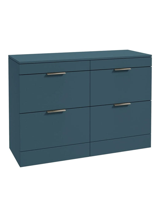 Sonas Stockholm Floorstanding 120Cm Four Drawer Countertop Vanity Unit | Matt Ocean Blue | Brushed Nickel Handle | UF1654