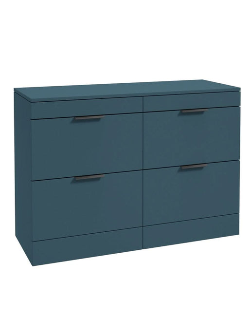 Sonas Stockholm Floorstanding 120Cm Four Drawer Countertop Vanity Unit | Matt Ocean Blue | Matt Black Handle | UF1335