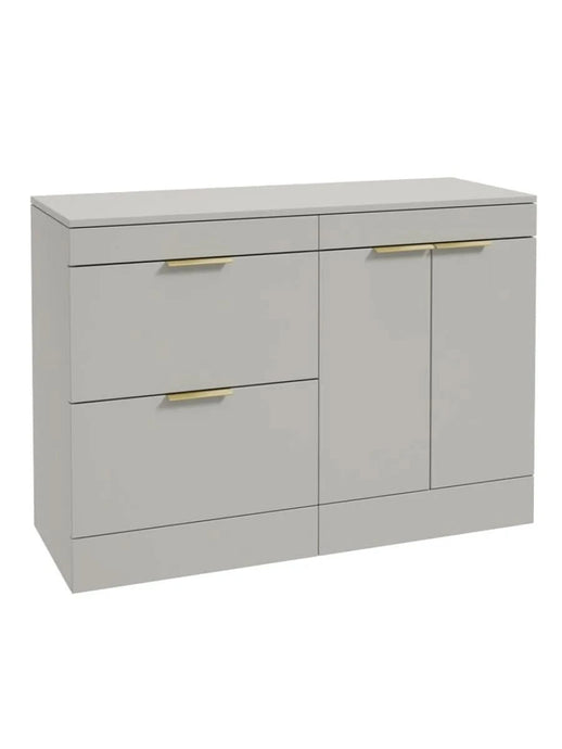 Sonas Stockholm Floorstanding 120Cm Two Drawer/Two Door Countertop Vanity Unit | Matt Arctic Grey | Brushed Gold Handle | UF1390