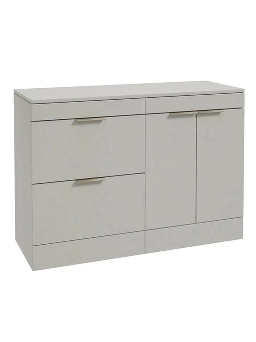 Sonas Stockholm Floorstanding 120Cm Two Drawer/Two Door Countertop Vanity Unit | Matt Arctic Grey | Brushed Nickel Handle | UF1672