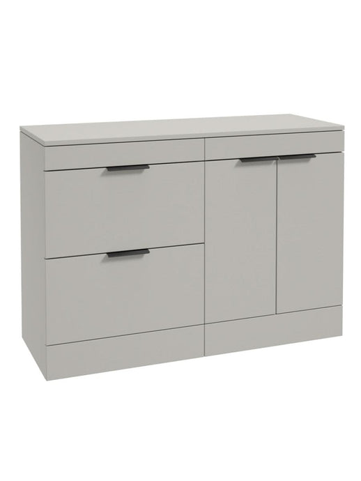 Sonas Stockholm Floorstanding 120Cm Two Drawer/Two Door Countertop Vanity Unit | Matt Arctic Grey | Matt Black Handle | UF1389