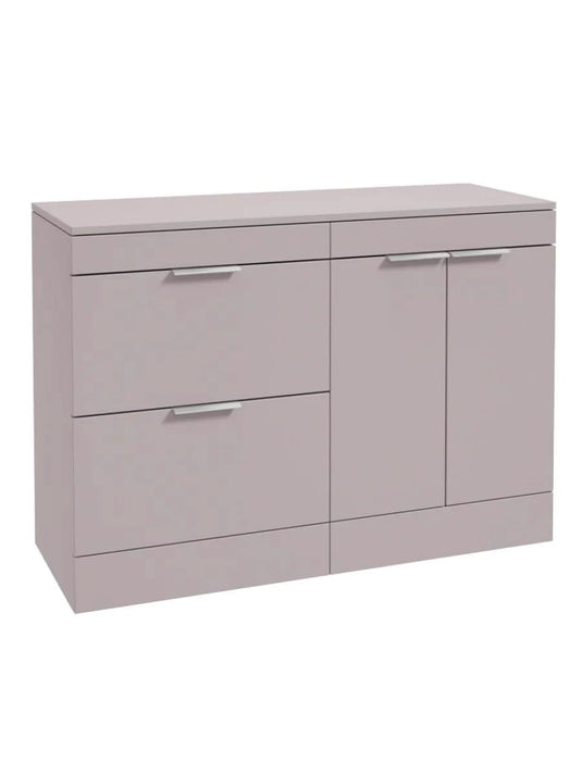 Sonas Stockholm Floorstanding 120Cm Two Drawer/Two Door Countertop Vanity Unit | Matt Cashmere Pink | Brushed Chrome Handle | UF1376