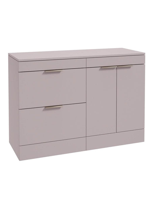Sonas Stockholm Floorstanding 120Cm Two Drawer/Two Door Countertop Vanity Unit | Matt Cashmere Pink | Brushed Gold Handle | UF1378