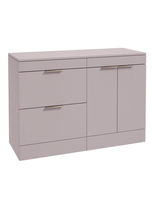 Sonas Stockholm Floorstanding 120Cm Two Drawer/Two Door Countertop Vanity Unit | Matt Cashmere Pink | Brushed Nickel Handle | UF1668