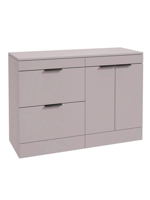Sonas Stockholm Floorstanding 120Cm Two Drawer/Two Door Countertop Vanity Unit | Matt Cashmere Pink | Matt Black Handle | UF1377