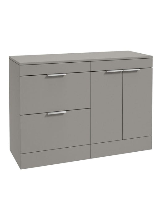 Sonas Stockholm Floorstanding 120Cm Two Drawer/Two Door Countertop Vanity Unit | Matt Khaki | Brushed Chrome Handle | UF1385