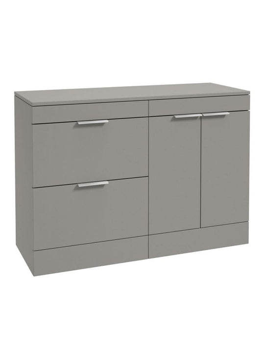 Sonas Stockholm Floorstanding 120Cm Two Drawer/Two Door Countertop Vanity Unit | Matt Khaki | Brushed Chrome Handle | UF1385