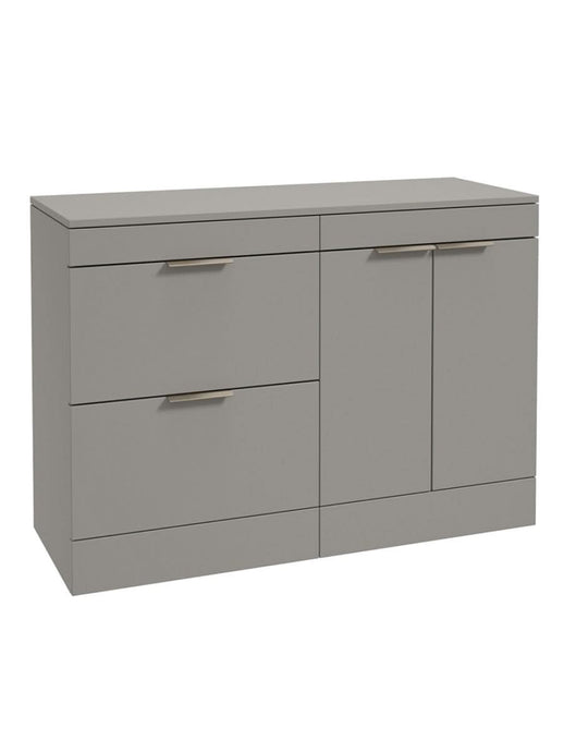 Sonas Stockholm Floorstanding 120Cm Two Drawer/Two Door Countertop Vanity Unit | Matt Khaki | Brushed Nickel Handle | UF1671