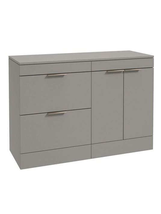 Sonas Stockholm Floorstanding 120Cm Two Drawer/Two Door Countertop Vanity Unit | Matt Khaki | Brushed Nickel Handle | UF1671
