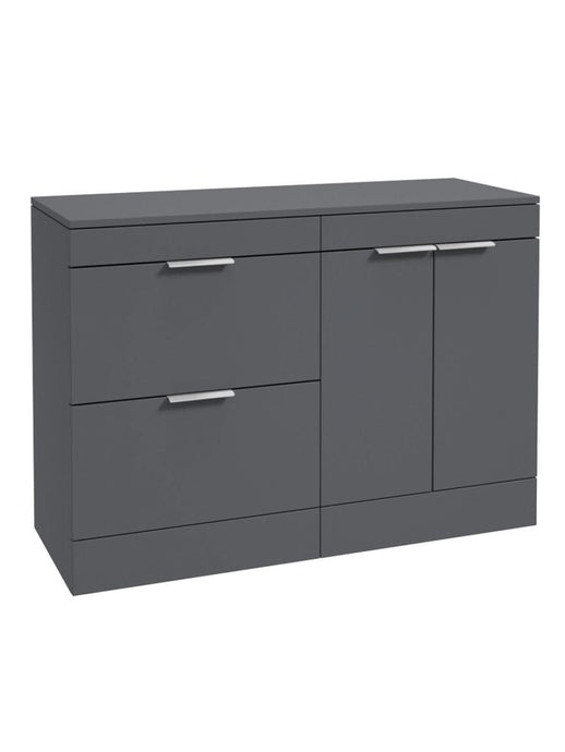 Sonas Stockholm Floorstanding 120Cm Two Drawer/Two Door Countertop Vanity Unit | Matt Midnight Grey | Brushed Chrome Handle | UF1391