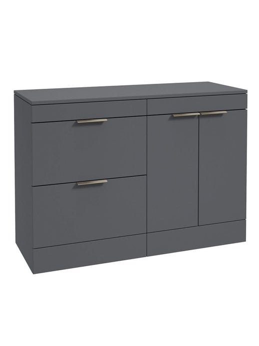Sonas Stockholm Floorstanding 120Cm Two Drawer/Two Door Countertop Vanity Unit | Matt Midnight Grey | Brushed Nickel Handle | UF1673