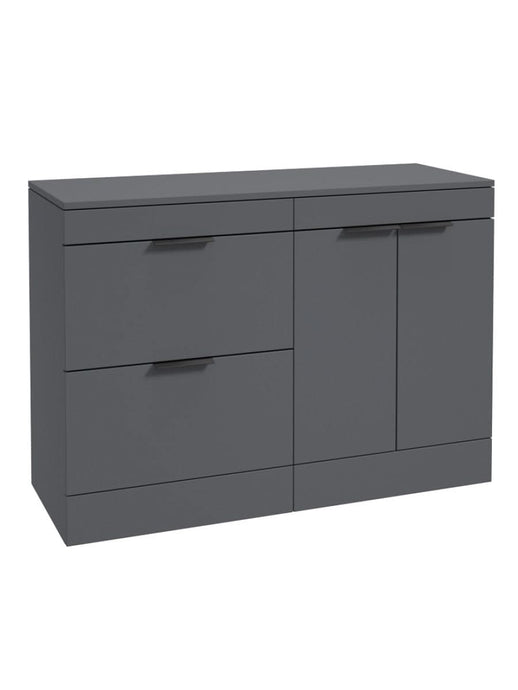 Sonas Stockholm Floorstanding 120Cm Two Drawer/Two Door Countertop Vanity Unit | Matt Midnight Grey | Matt Black Handle | UF1392