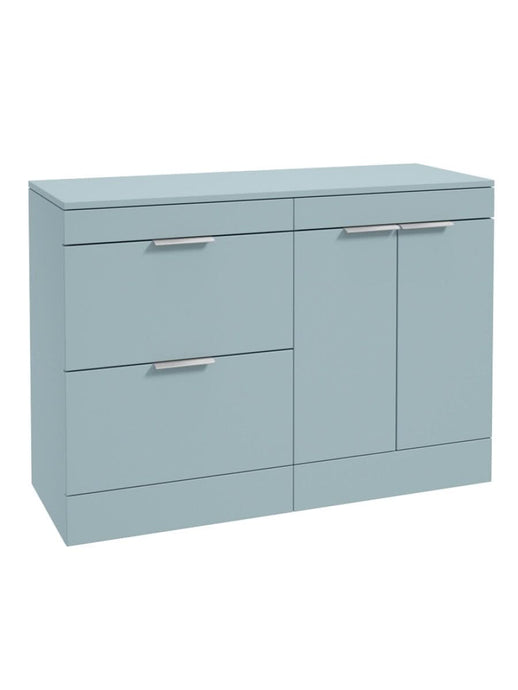 Sonas Stockholm Floorstanding 120Cm Two Drawer/Two Door Countertop Vanity Unit | Matt Morning Sky Blue | Brushed Chrome Handle | UF1379