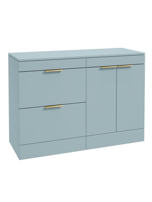 Sonas Stockholm Floorstanding 120Cm Two Drawer/Two Door Countertop Vanity Unit | Matt Morning Sky Blue | Brushed Gold Handle | UF1381