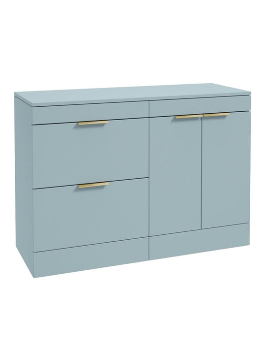 Sonas Stockholm Floorstanding 120Cm Two Drawer/Two Door Countertop Vanity Unit | Matt Morning Sky Blue | Brushed Gold Handle | UF1381