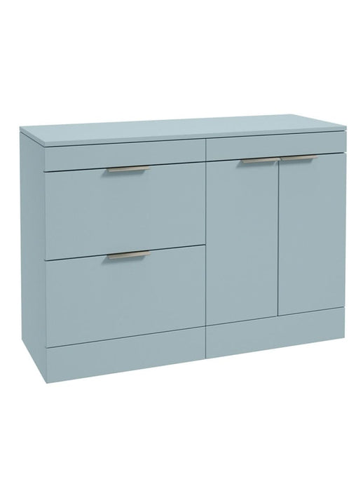 Sonas Stockholm Floorstanding 120Cm Two Drawer/Two Door Countertop Vanity Unit | Matt Morning Sky Blue | Brushed Nickel Handle | UF1669
