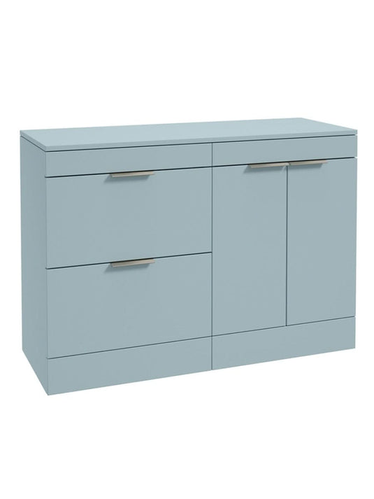 Sonas Stockholm Floorstanding 120Cm Two Drawer/Two Door Countertop Vanity Unit | Matt Morning Sky Blue | Brushed Nickel Handle | UF1669