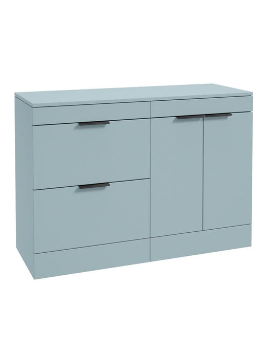 Sonas Stockholm Floorstanding 120Cm Two Drawer/Two Door Countertop Vanity Unit | Matt Morning Sky Blue | Matt Black Handle | UF1380
