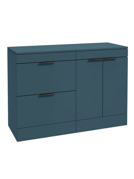Sonas Stockholm Floorstanding 120Cm Two Drawer/Two Door Countertop Vanity Unit | Matt Ocean Blue | Matt Black Handle | UF1383